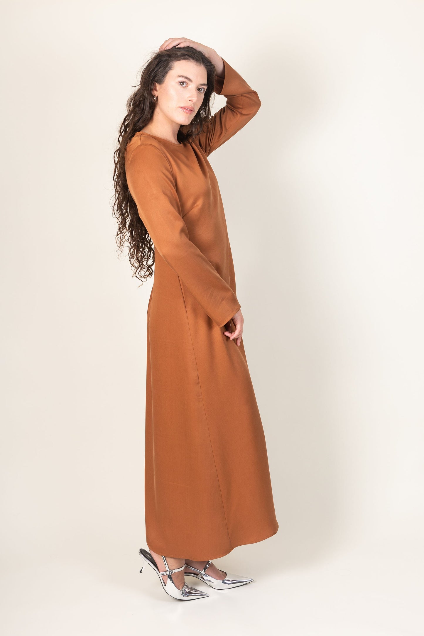 Ames Store Staple Dress in Bronze Winter dress with heels